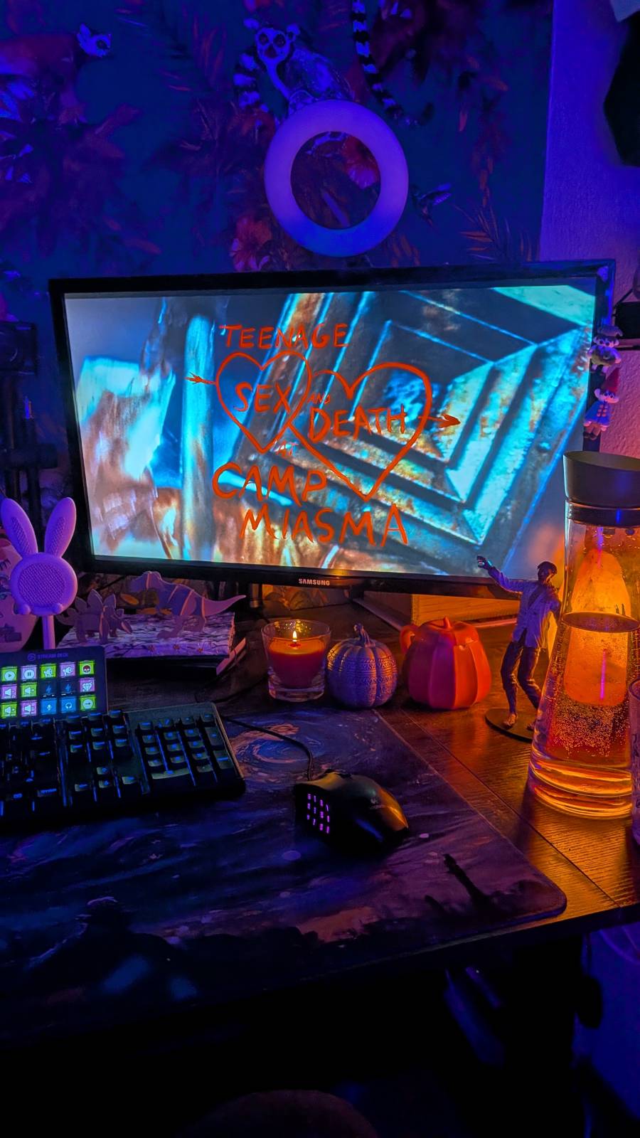 Colorful tech workspace
